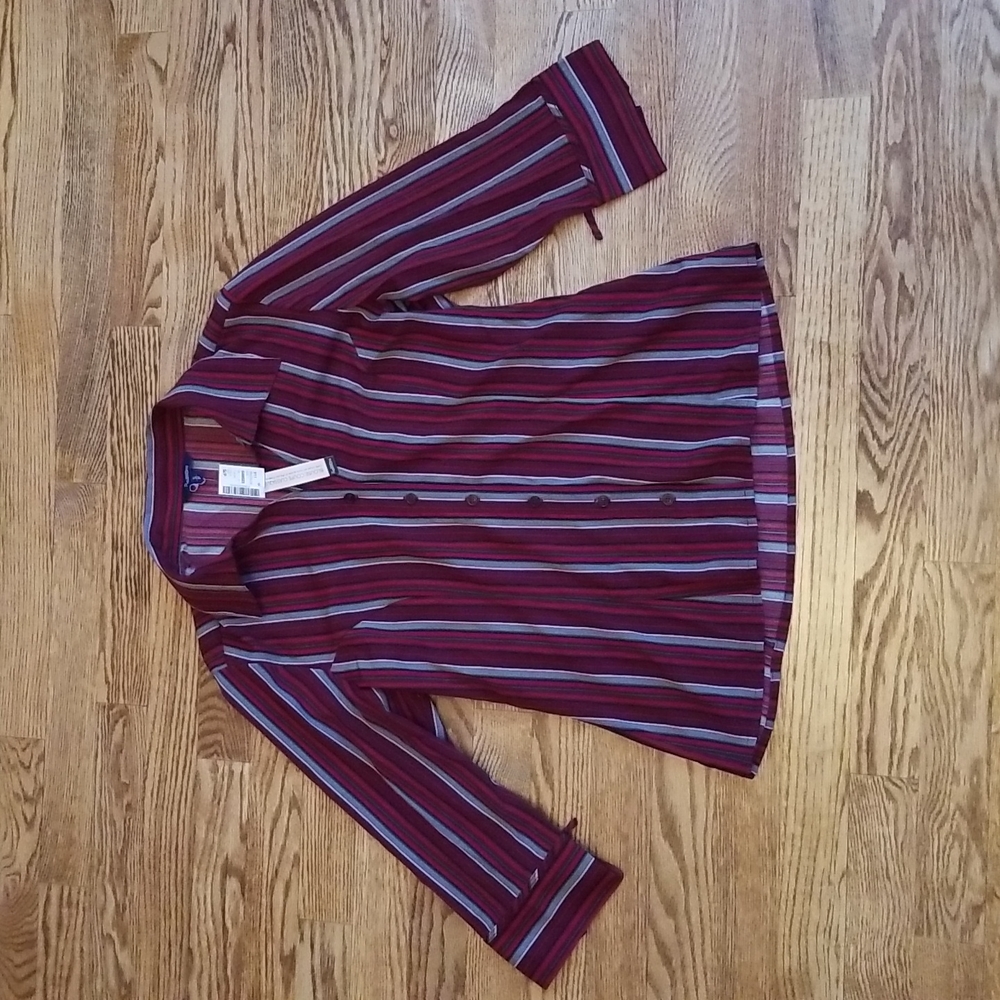 (S) NWT Reitmans Striped Classic Fit Button Up ¾ Sleeve Collared Blouse Business